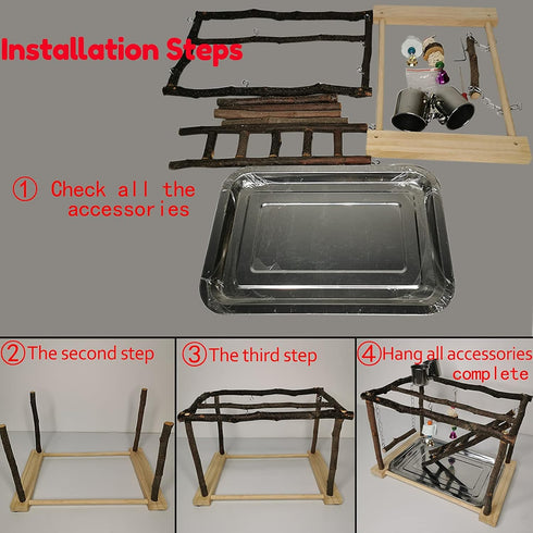 Tfwadmx Parrots Playstand Bird Play Gym Cockatiel Playground Wood Perch Stand Climb Swing Ladders Chewing Toys