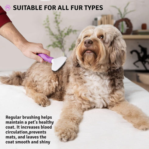 Poodle Pet Slicker Brush for Dogs, Cats, Rabbits - Matted/Loose Fur Grooming for Short/Long Hair