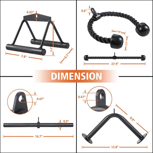 SERTT Workout Cable Machine Attachment for Home Gym, LAT Pulldown Attachments for Weight Training