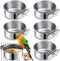 Sabary 6 Pieces Stainless Steel Pet Feeder Water Bowls, 10 oz Bird Parrot Feeders with Holder for Small Animals