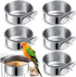 Sabary 6 Pieces Stainless Steel Pet Feeder Water Bowls, 10 oz Bird Parrot Feeders with Holder for Small Animals