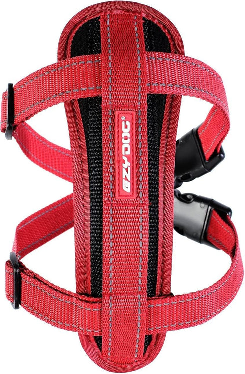 EzyDog Premium Chest Plate Reflective No-Pull Padded Comfort Dog Harness, Perfect for Training and Walking, Small, Red