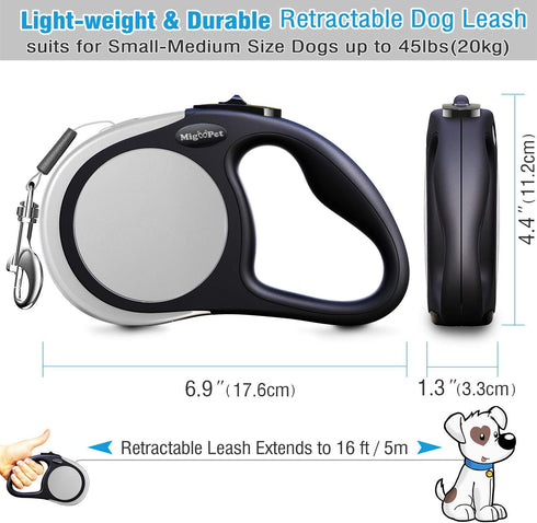 Heavy Duty Retractable Dog Leash - 16ft Strong & Durable Walking Leash for Dogs up to 45/115 lbs, Upgraded Lock System