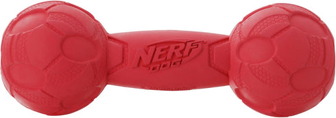 Nerf Dog 7in Bash Squeak Barbell Dog Toy - Red