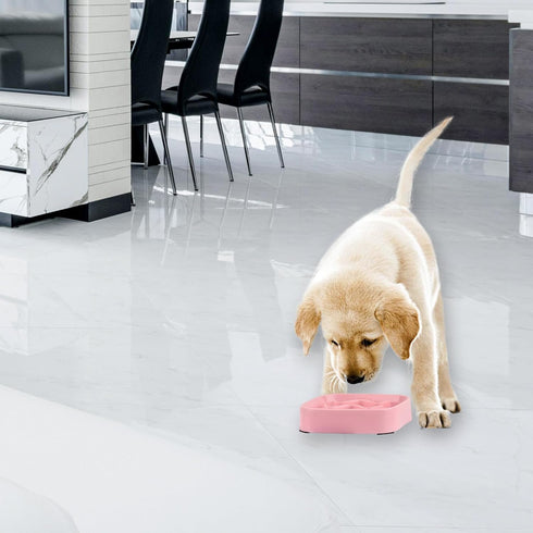 2 PACK Pink Silicone Slow Feeder Dog Bowls for Small Breeds, Prevents Overeating for Dogs & Cats