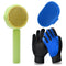 GJEASE Cat Grooming Glove Brush - Self-Cleaning Slicker for Short and Long Haired Pets, Removes Loose Hair (Green)
