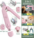 Zoxalru 2-in-1 2 Trimmer Dog Nail Clipper & Nail Grinder with LED Lights Splash Guard for Large Medium Small Cats Dogs
