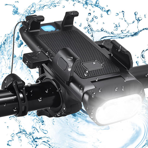 USB Rechargeable Bike Phone Mount, LED Bike Headlight with Power Bank, 3 Modes, Easy to Install, Rainproof Cycling Lamp.