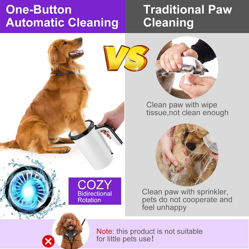 Rechargeable Automatic Dog Paw Cleaner, 2 in 1 Portable Pet Paw Washer with Soft Silicone Brush for Big Dogs Cats