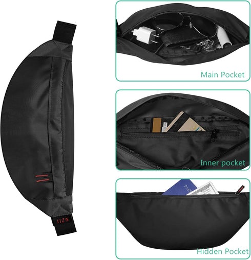 Running Waist Pack, Fanny Pack for Men Women, Lightweight Belt Bag for Travel Sports Hiking (355 Black)