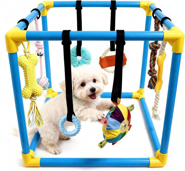 Puppy Play Gym with 8 Hanging Toys - Indoor Jungle Gym for