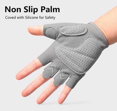 XuoAz Fingerless Workout Gloves - Anti-Slip Gym Gloves for Men and Women