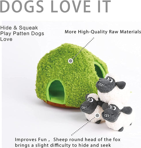 Hide and Seek Dog Puzzle Puppy Toys, Interactive Squeaky Plush Stuffed Toys for Dogs, Small Size (Sheep)