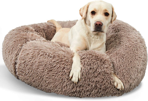 Washable Small Dog Round Bed, Comfy Donut Calming Cuddler Bed for Small Dogs