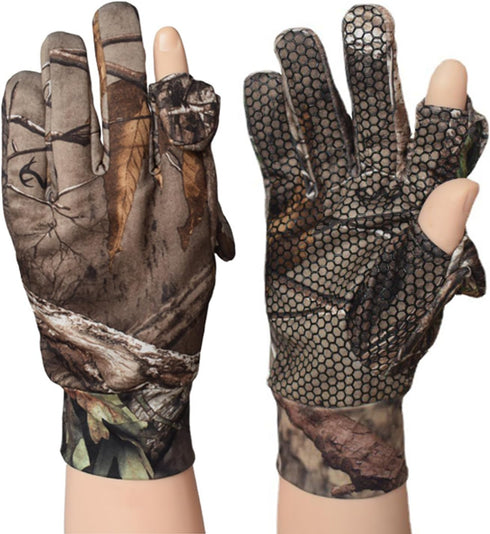 Hunting Gloves - Camo Full Finger/Fingerless Gloves, Lightweight Camouflage Pro Anti-Slip Bow Hunting Archery