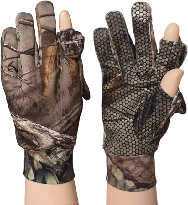 Hunting Gloves - Camo Full Finger/Fingerless Gloves, Lightweight Camouflage Pro Anti-Slip Bow Hunting Archery