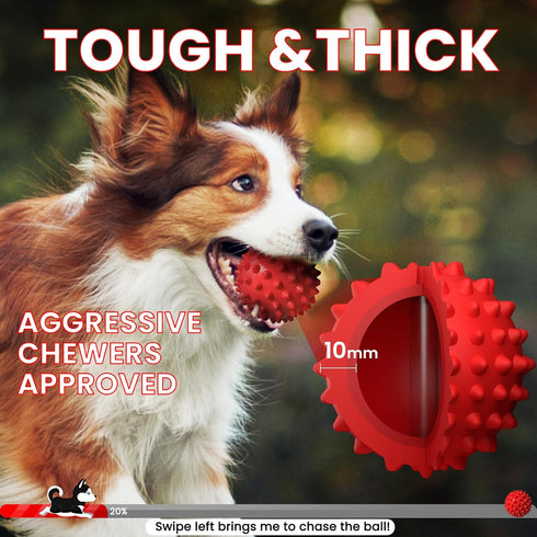 Apasiri Aggressive Chewers Dog Balls, Tough Spiky Rubber Pet Toys for Medium Breed Dogs