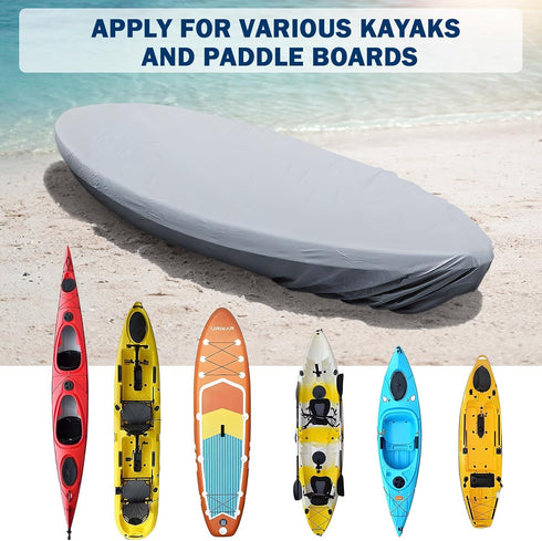 Kohree 420D Kayak Cover - Waterproof Heavy Duty UV Protection for Outdoor Storage, 10.2-11.5ft / 11.8-13.1ft
