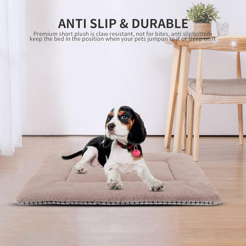 Reversible Dog Bed Mat, Plush & Corn Velvet Soft Warm Pet Cushion, Washable Sleeping Mattress for Dogs & Cats
