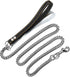 Heavy Duty Stainless Steel Dog Chain Leash, 3FT/4FT/5FT Cuban Link Metal Leashes with Genuine Leather Handle