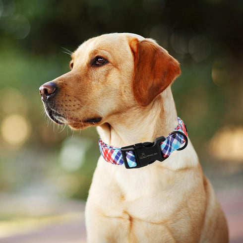 ARING PET Plaid Dog Collar, Cute Adjustable Cotton Collar for Small Medium Large Dogs, Perfect for Boys and Girls