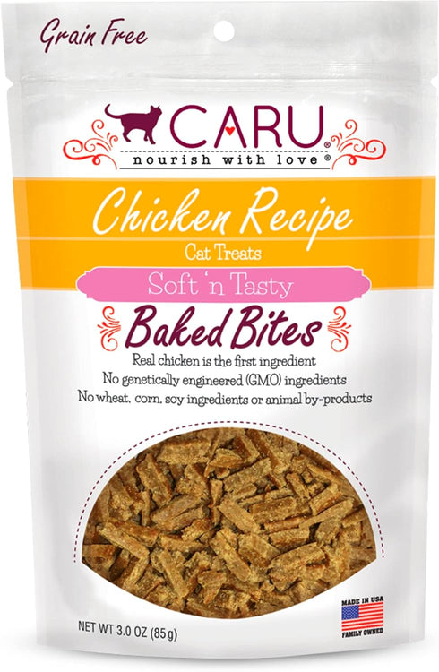 CARU Soft ‘n Tasty Baked Bites - Chicken Bites Cat Treats, Flavorful All-Natural, 3 oz.