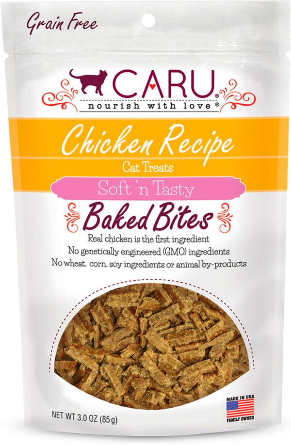 CARU Soft ‘n Tasty Baked Bites - Chicken Bites Cat Treats, Flavorful All-Natural, 3 oz.