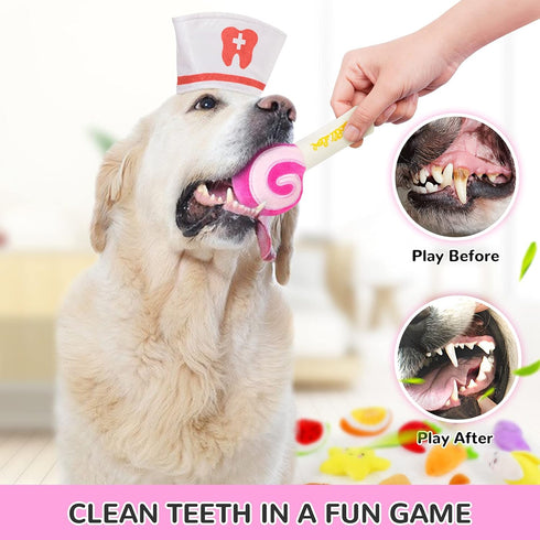 LEGEND SANDY 14 Pack Cute Stuffed Plush Dog Toys - Squeaky Fruits and Vegetables for Small Medium Pets
