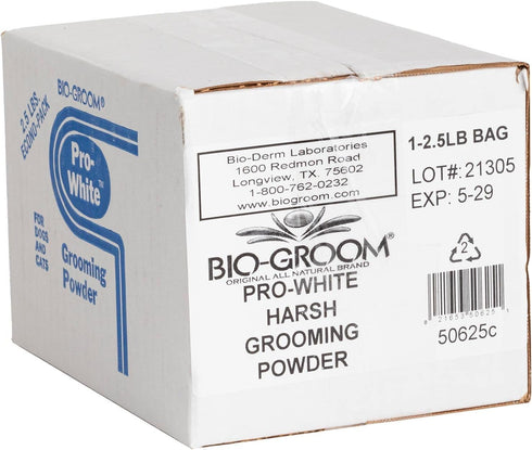 Bio-groom Pro-White Dog Grooming Powder 2.5 lb Box – Harsh Coat Defense, Cruelty-Free Dog Bathing Supplies Made in USA