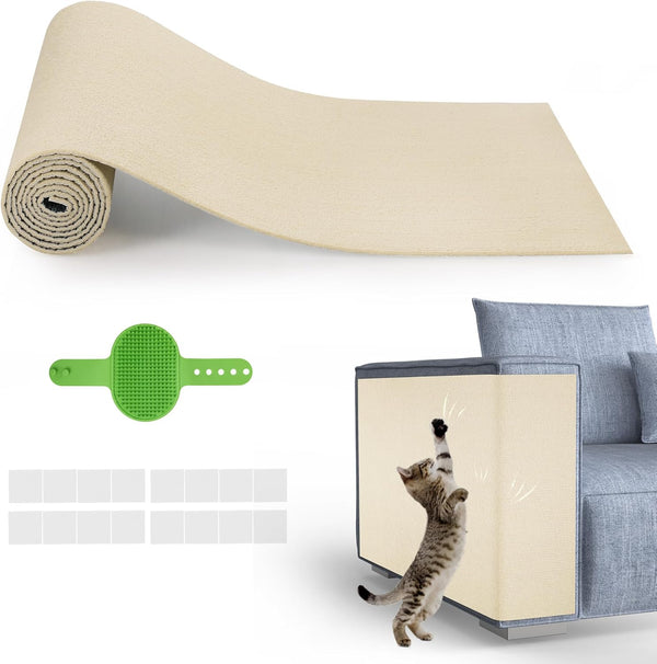 HOOSHEE Cat Scratch Furniture Protector, 78.7''x15.8'' Trimmable DIY Self-Adhesive, Durable Corner Scratcher Couch