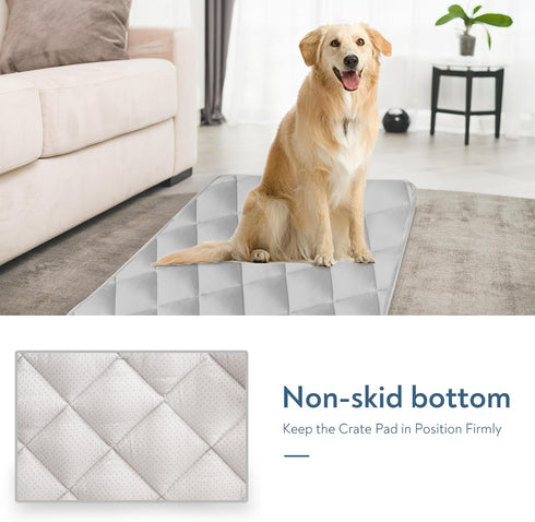 Dog Crate Mat 2 Pack, Soft Anti-Slip Dog Bed for 42" Crate, Machine Washable, Grey, 42" x 28"