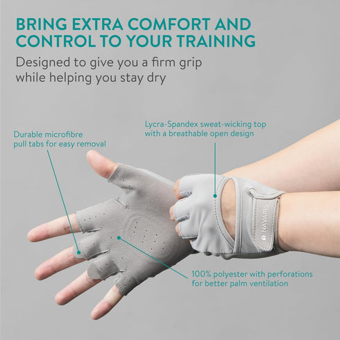 Navaris Women's Gym Gloves - Breathable, Sweat-Wicking Weight Lifting Gloves - Gym Accessories for Weightlifting