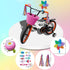 Kid's Adjustable Bicycle Basket Streamers Set, Front Handlebar Kit with Colorful Streamers, Bell, Windmill for Girls