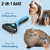 Pet Grooming Brush and Metal Comb Combo, Undercoat Rake for Dogs Grooming, Dematting Tool for Long Haired Pets (Blue)