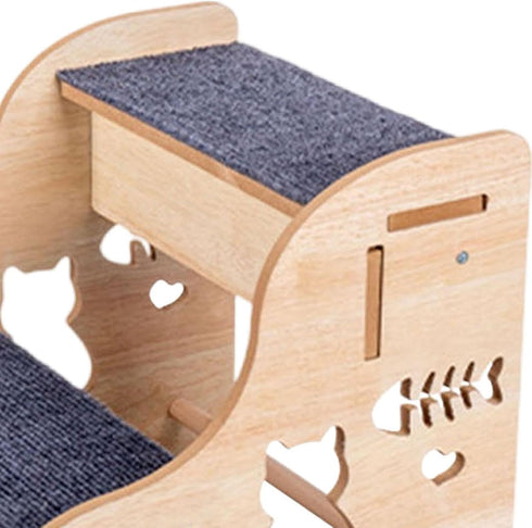 Jinhxofs 2 Dog Stairs, Pet Steps, Wooden Stairs, Small Animal Handrail, Non-Slip Mat, Suitable for Dogs and Cats, Bed
