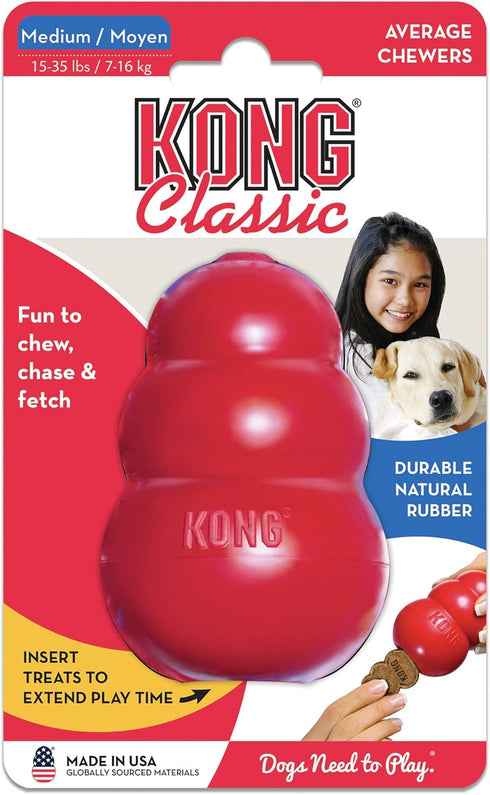 KONG Classic Stuffable Dog Toy, Fetch & Chew Toy for Medium Dogs, Durable Natural Rubber Material