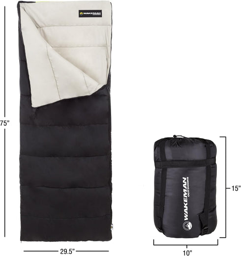 Wakeman Outdoors Sleeping Bag-Lightweight, Carrying Bag with Compression Straps Included-Great for Adults by Wakeman