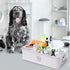 4-Compartment Premium Dog Grooming Organizer,Metal Caddy for Pet Stuff with Handle-Powder Coated Storage Bin for Dog