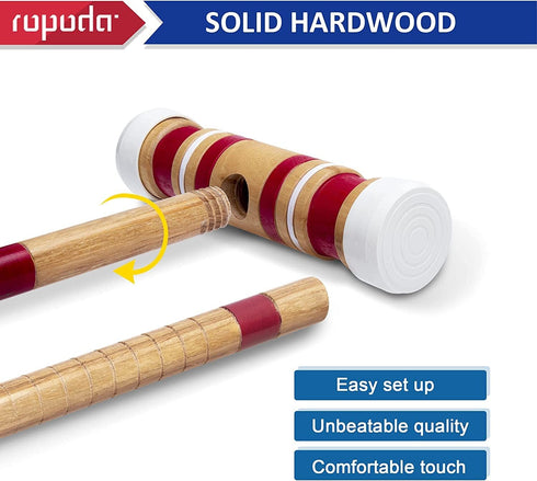 Set ropoda Six-Player Croquet with Wooden Mallets, Colored Balls, Sturdy Carrying Bag for Adults &Kids, Perfect