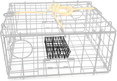 6"x6"x3" Vinyl-Coated Wire Crab Bait Cages for Heavy Duty Crab Trap Pot, Cage Box