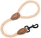 Mile High Life 18 Inch Short Dog Leash, Braided Cotton Rope with Leather Tailor Tip, Heavy Duty Metal Clasp