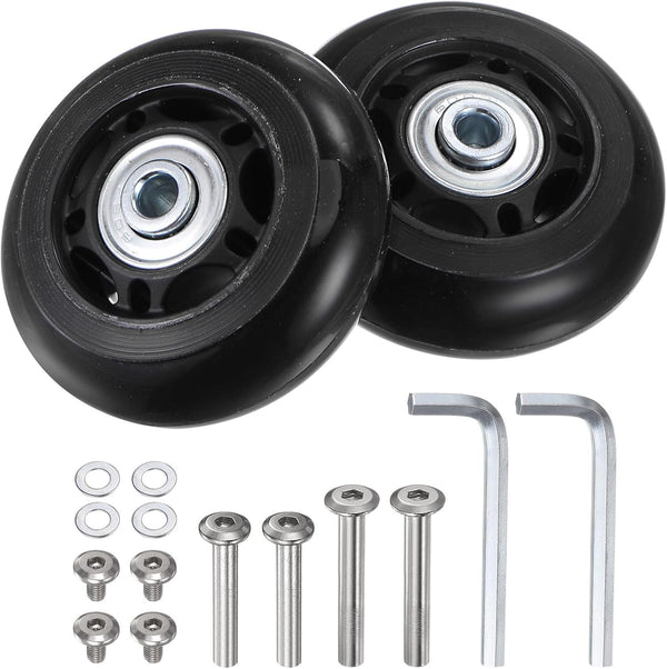 uxcell Replacement Luggage Wheels 64x24mm Suitcase Repair Kits with 4 PU Bearing Wheels, Washers, Wrenches