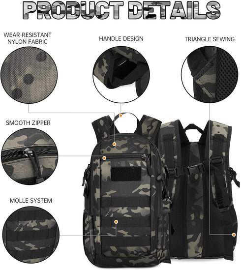 HUNTVP Mini Daypack Military MOLLE Backpack Rucksack Gear Tactical Assault Pack Bag for Hunting, Camping, Trekking