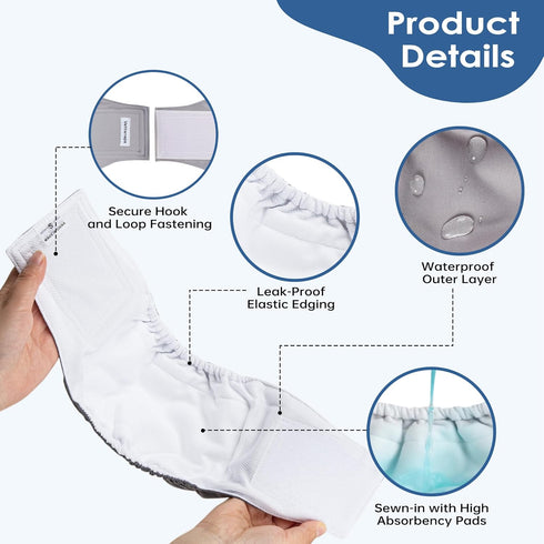 Vettisnaps 5 Pack Dog Diapers Male Reusable Belly Bands Washable for Small Male Dogs, High Absorbency for Puppy