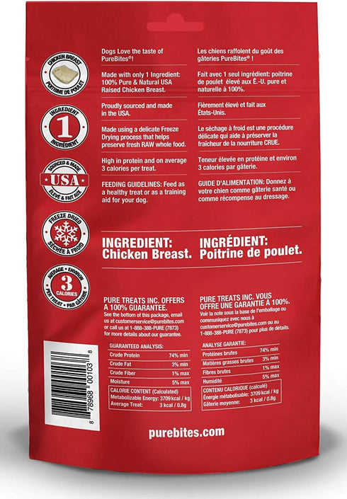 3oz 3 PureBites Chicken Breast Freeze Dried Dog Treats Bags. Bags Total.