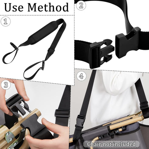 3 Pack SATINIOR Adjustable Camping & Beach Chair Carry Straps Heavy-Duty Lightweight Carrying for Folding Replacement