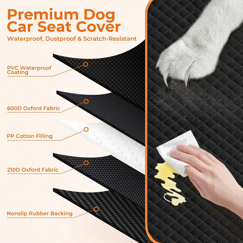 Hammock 600D KITPLUS Dog Car Seat Cover for Pets Waterproof Seat Cover Nonslip Durable Heavy Duty Scratch Proof Soft