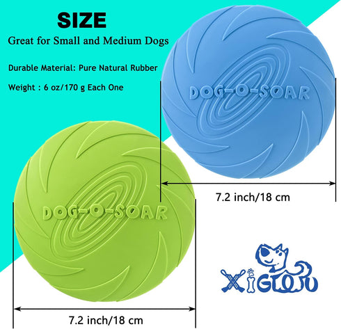 Dog Flying Disc - 2 Pack Soft Rubber Interactive Flying Disc Toy for Small and Large Dogs, Floats in Water