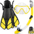 ZEEPORTE Mask Fin Snorkel Set, Travel Size Snorkeling Gear for Adults with Panoramic