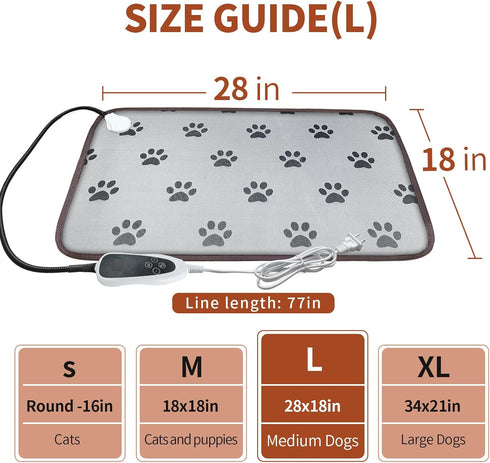 Dog Heating Pad for Dogs - 28x18in Waterproof Pet Heating Pad with Smart Thermostat Switch, Whelping Supplies Heated
